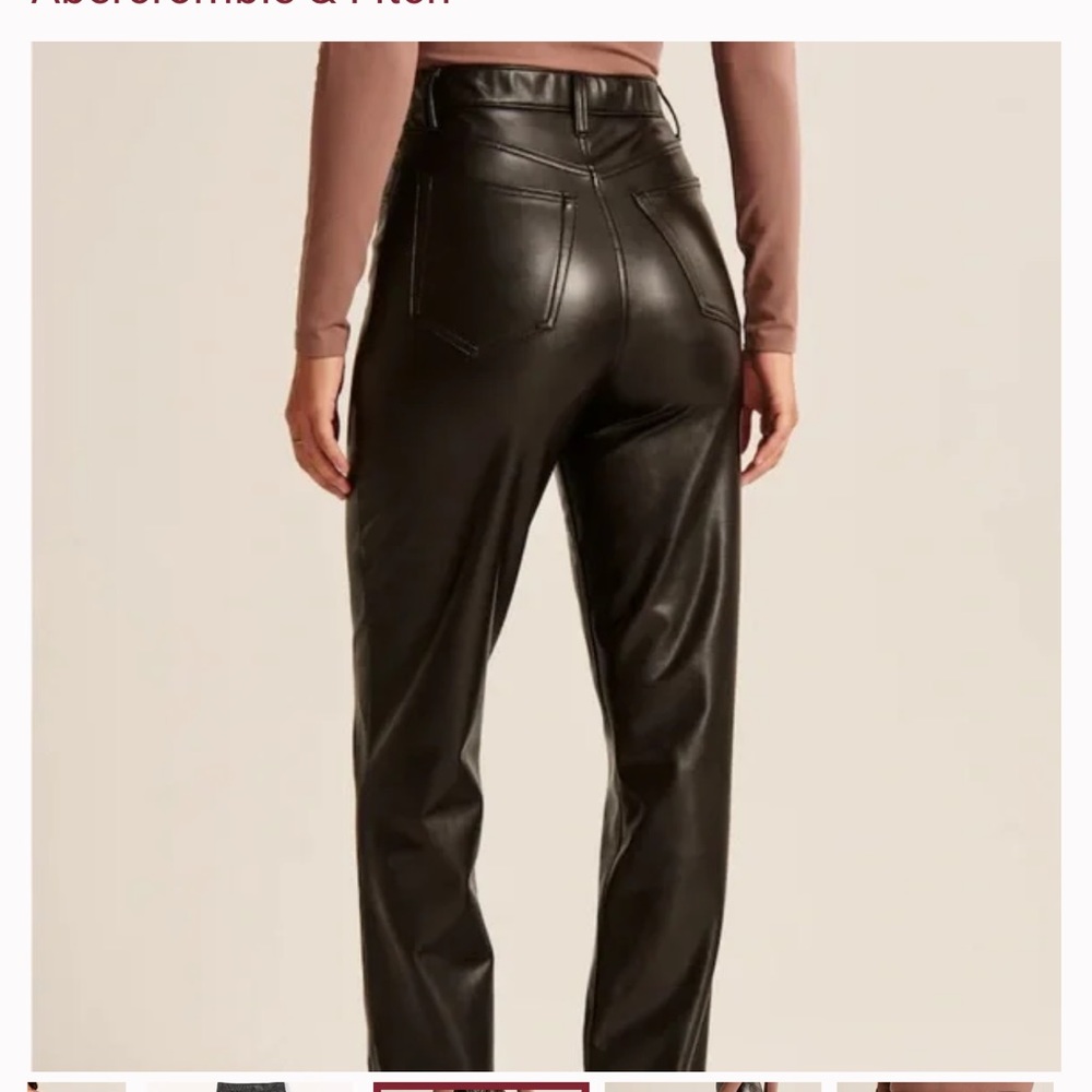 Abercrombie split hem 90s straight leg vegan leather pants - Picture 2 of 9